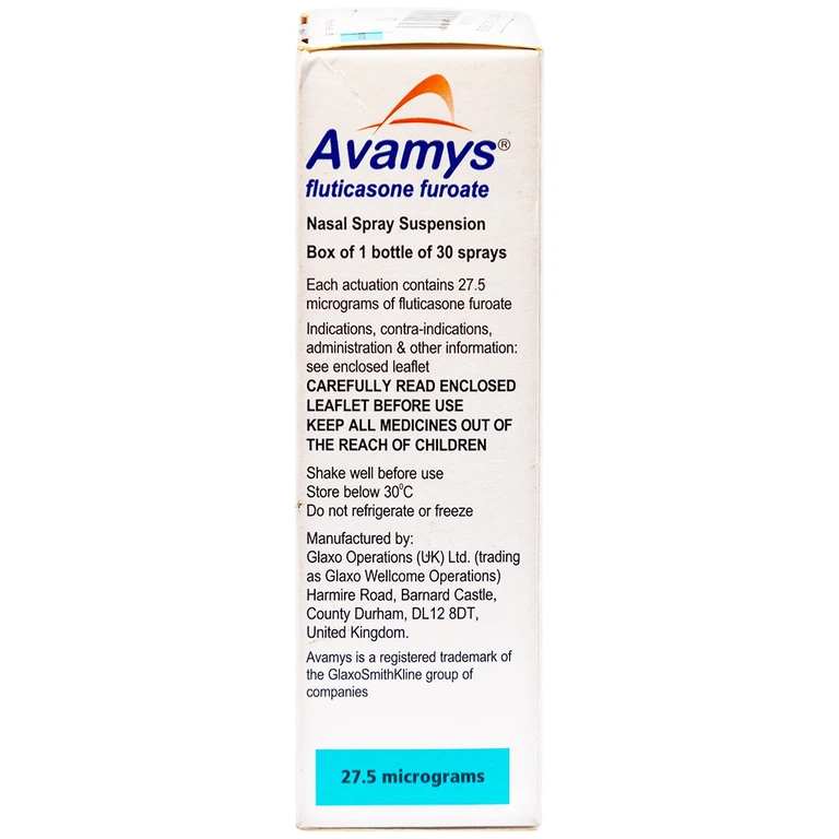 Thuốc xịt mũi Avamys 27.5mcg GSK điều trị chảy nước mũi, xung huyết mũi (30 liều xịt)