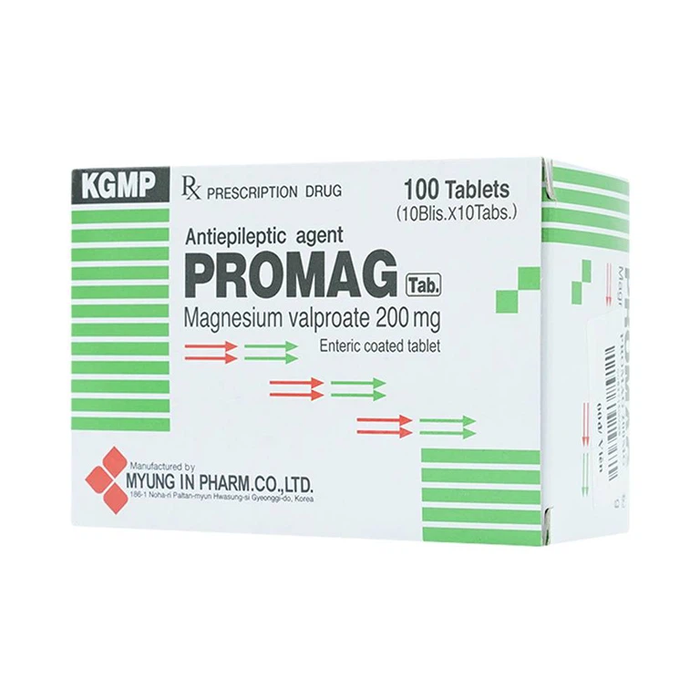 Thuốc Promag Tab 200mg Myung In Pharm điều trị động kinh (10 vỉ x 10 viên)