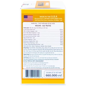 Viên uống Maca #6 Old Truths giúp tăng cường chức năng thận, tăng năng lượng (60 viên)