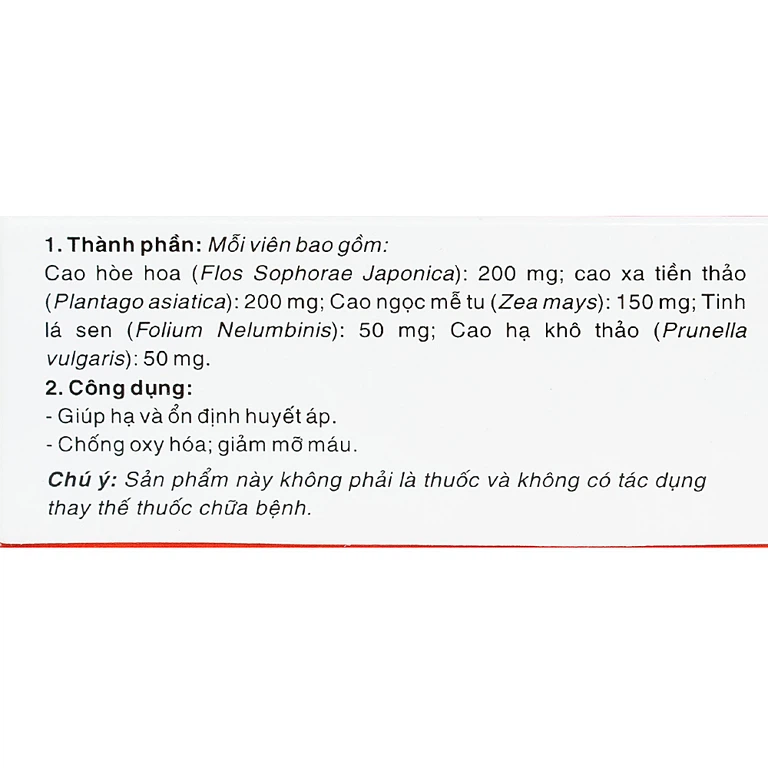 Viên uống Thanh Áp Đan IPHA giúp hạ và ổn định huyết áp (3 vỉ x 10 viên)