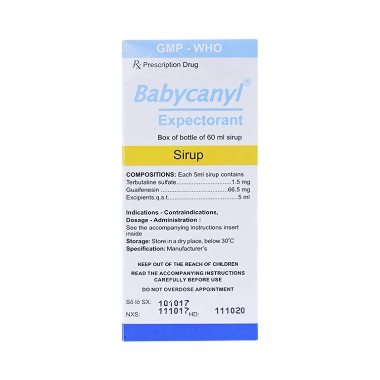 Siro Babycanyl Hataphar điều trị ho do hen phế quản, viêm phế quản (60ml)