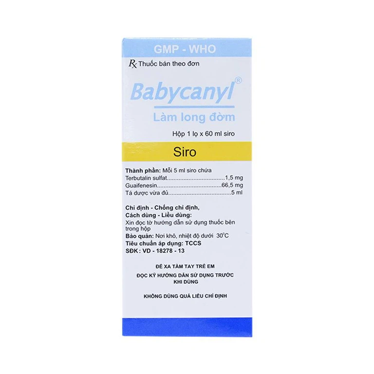 Siro Babycanyl Hataphar điều trị ho do hen phế quản, viêm phế quản (60ml)