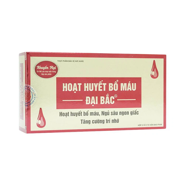 Viên uống Hoạt Huyết Bổ Máu Đại Bắc tăng cường lưu thông máu (2 vỉ x 15 viên)