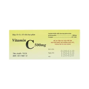 Thuốc Vitamin C 500mg Vidipha điều trị bệnh do thiếu Vitamin C (10 vỉ x 10 viên)