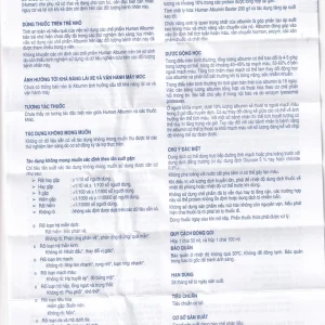 Dung dịch tiêm Human Albumin Baxter 200g/l dùng trong phục hồi và duy trì thể tích máu (50ml)