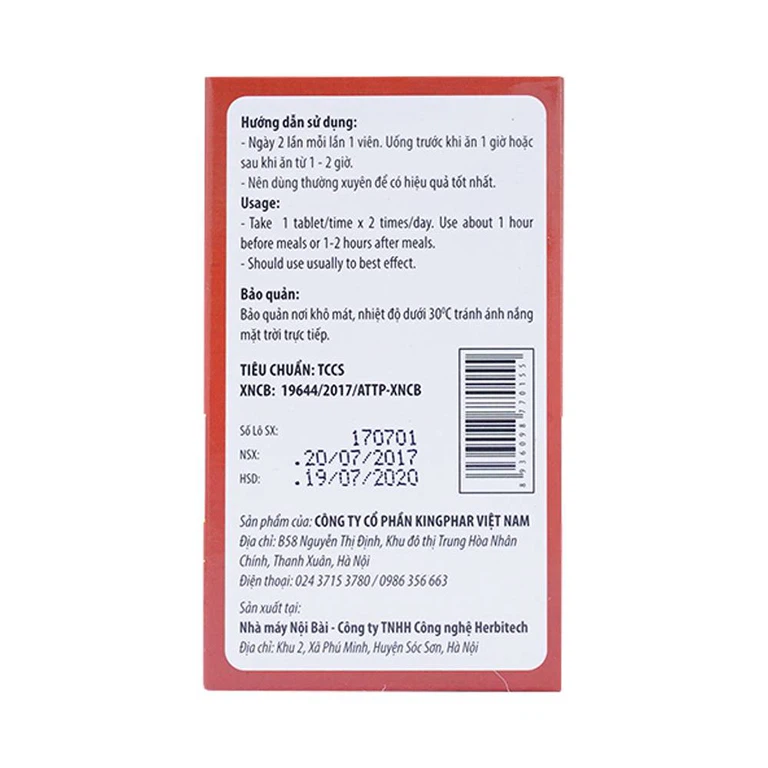 Viên uống Ích Thận Hoàng Kingphar bổ thận, dưỡng huyết (30 viên)