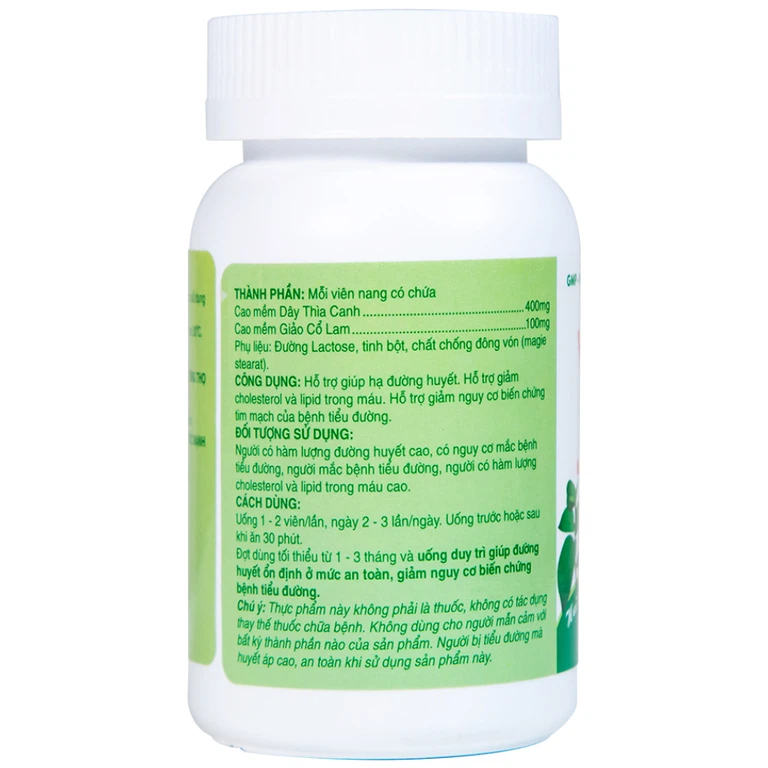 Viên thìa canh Giảo Cổ Lam Đại Đức Mạnh giúp hạ đường huyết, giảm cholesterol và lipid trong máu cao (60 viên)