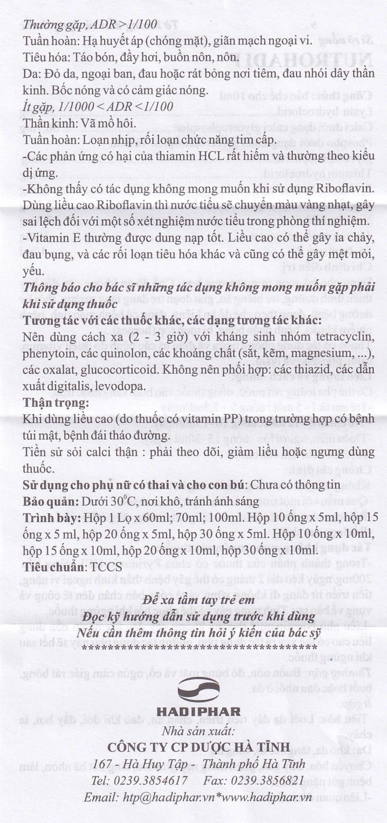 Siro Nutrohadi F bổ sung dinh dưỡng dùng cho trẻ biếng ăn, phòng ngừa thiếu vitamin (20 ống x 10ml)