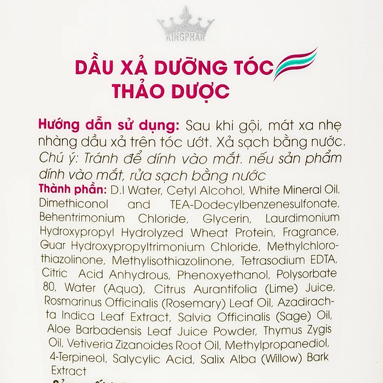 Dầu xả dưỡng tóc Kingphar giúp tóc suôn mượt, ngừa rụng tóc, phục hồi tóc hư tổn (200g)
