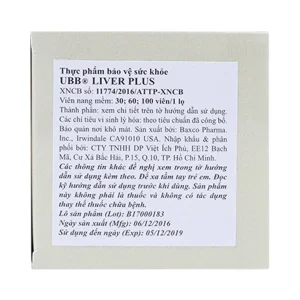 Viên uống Liver Plus UBB tăng cường chức năng gan, bảo vệ tế bào gan (60 viên)