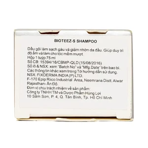 Dầu gội Fixderma Bioteez-S làm sạch gàu, giảm nhờn da đầu, duy trì độ ẩm cho tóc (75ml)