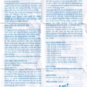 Dung dịch uống A.T Desloratadin 2.5mg An Thiên giảm viêm mũi dị ứng, nổi mày đay mạn tính (30 ống x 5ml)