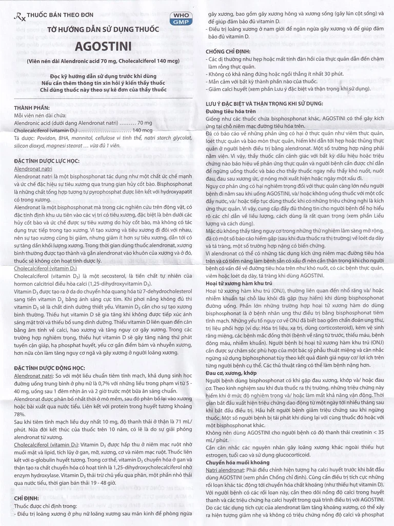 Thuốc Agostini Agimexpharm điều trị loãng xương (1 vỉ x 4 viên)