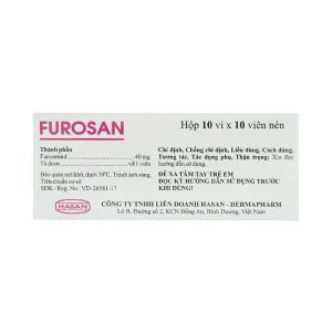 Thuốc Furosan 40mg Hasan điều trị phù, tăng huyết áp nhẹ hay trung bình (10 vỉ x 10 viên)