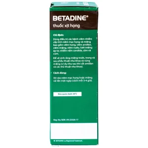 Thuốc xịt họng Betadine Throat Spray điều trị bệnh nhiễm trùng cấp tính niêm mạc miệng, họng (50ml)