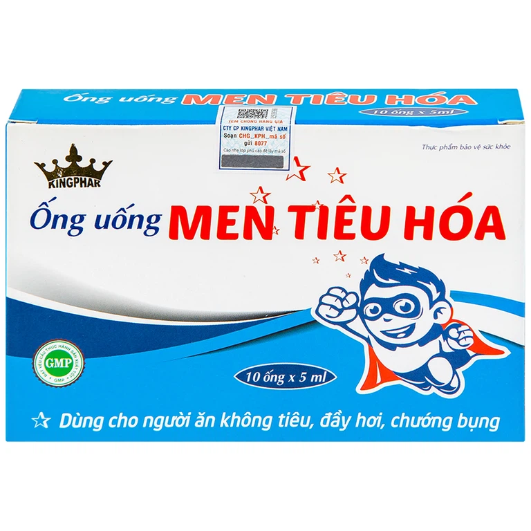 Ống uống Men Tiêu Hóa Kingphar hỗ trợ giảm đầy bụng, ợ hơi, khó tiêu (10 ống x 5ml)