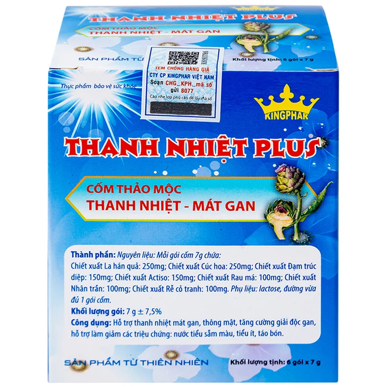 Cốm thảo mộc Thanh Nhiệt Plus Kingphar thanh nhiệt, mát gan (6 gói x 7g)