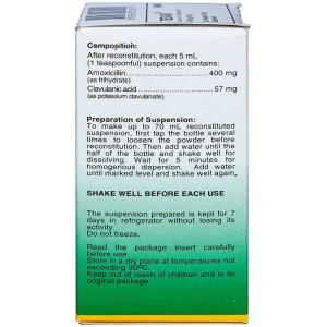 Bột pha uống Tedavi 400mg/57mg điều trị nhiễm khuẩn, viêm xoang, viêm tai giữa (70ml)