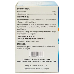 Thuốc Prebufen 200mg Dược 3-2 giúp giảm đau, hạ sốt cho trẻ em (20 gói x 1.5g)