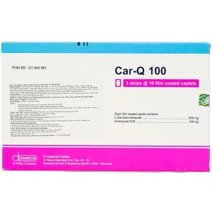 Viên uống Car-Q 100 Dankos bổ sung acid amin L-carnitin và Coenzym Q10 cho cơ thể (3 vỉ x 10 viên)