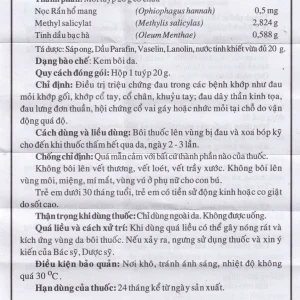 Kem xoa nọc rắn Cobratoxan 20g Cửu Long tác dụng điều trị đau xương khớp (10 tuýp)