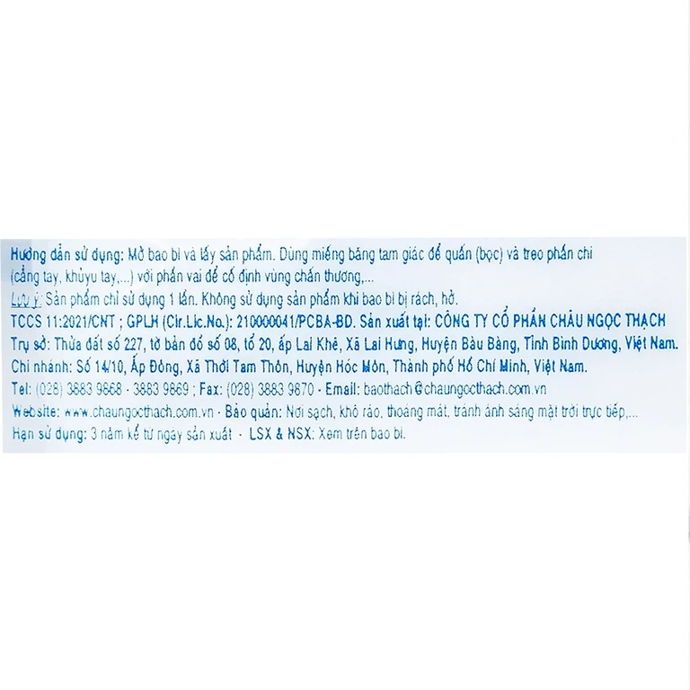 Băng tam giác (80cm x 80cm)/2 Bảo Thạch cố định vùng chấn thương (1 cái)