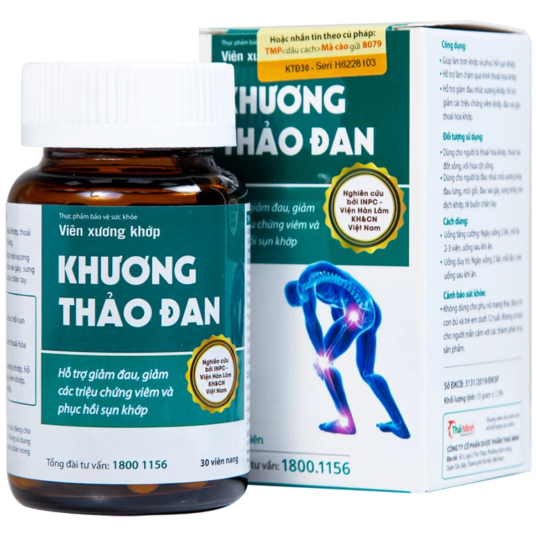 Viên xương khớp Khương Thảo Đan hỗ trợ làm trơn khớp và phục hồi sụn khớp (30 viên)
