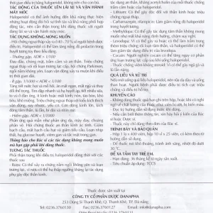 Thuốc Haloperidol 1.5mg Danapha điều trị các trạng thái kích động tâm thần, vận động (10 vỉ x 25 viên)