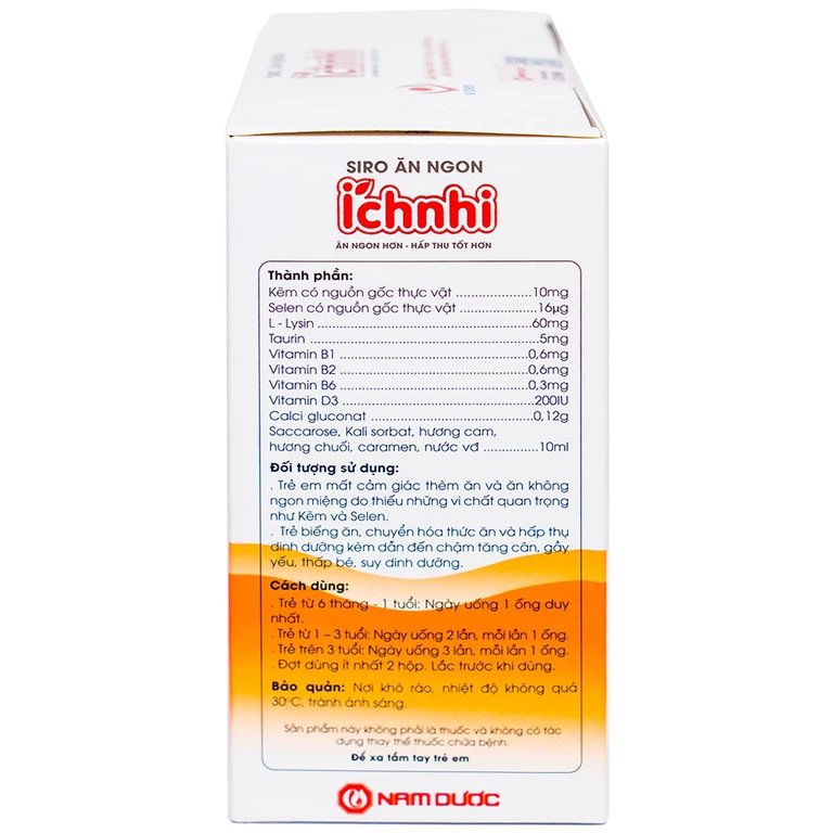 Siro ăn ngon Íchnhi Nam Dược bổ sung vi chất dinh dưỡng, cải thiện chứng biếng ăn cho trẻ (4 vỉ x 5 ống)
