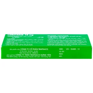 Viên nén Loratadin 10mg Traphaco giảm viêm mũi dị ứng, viêm kết mạc, ngứa và mày đay (1 vỉ x 10 viên)