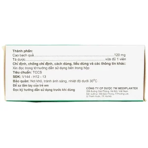 Thuốc Gintana 120 Mediplantex điều trị tai biến mạch máu não, thiểu năng tuần hoàn não (6 vỉ x 10 viên)