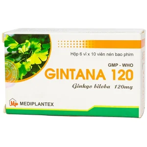 Thuốc Gintana 120 Mediplantex điều trị tai biến mạch máu não, thiểu năng tuần hoàn não (6 vỉ x 10 viên)