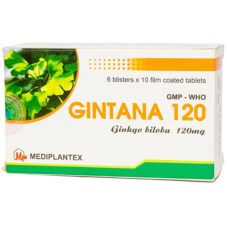 Thuốc Gintana 120 Mediplantex điều trị tai biến mạch máu não, thiểu năng tuần hoàn não (6 vỉ x 10 viên)