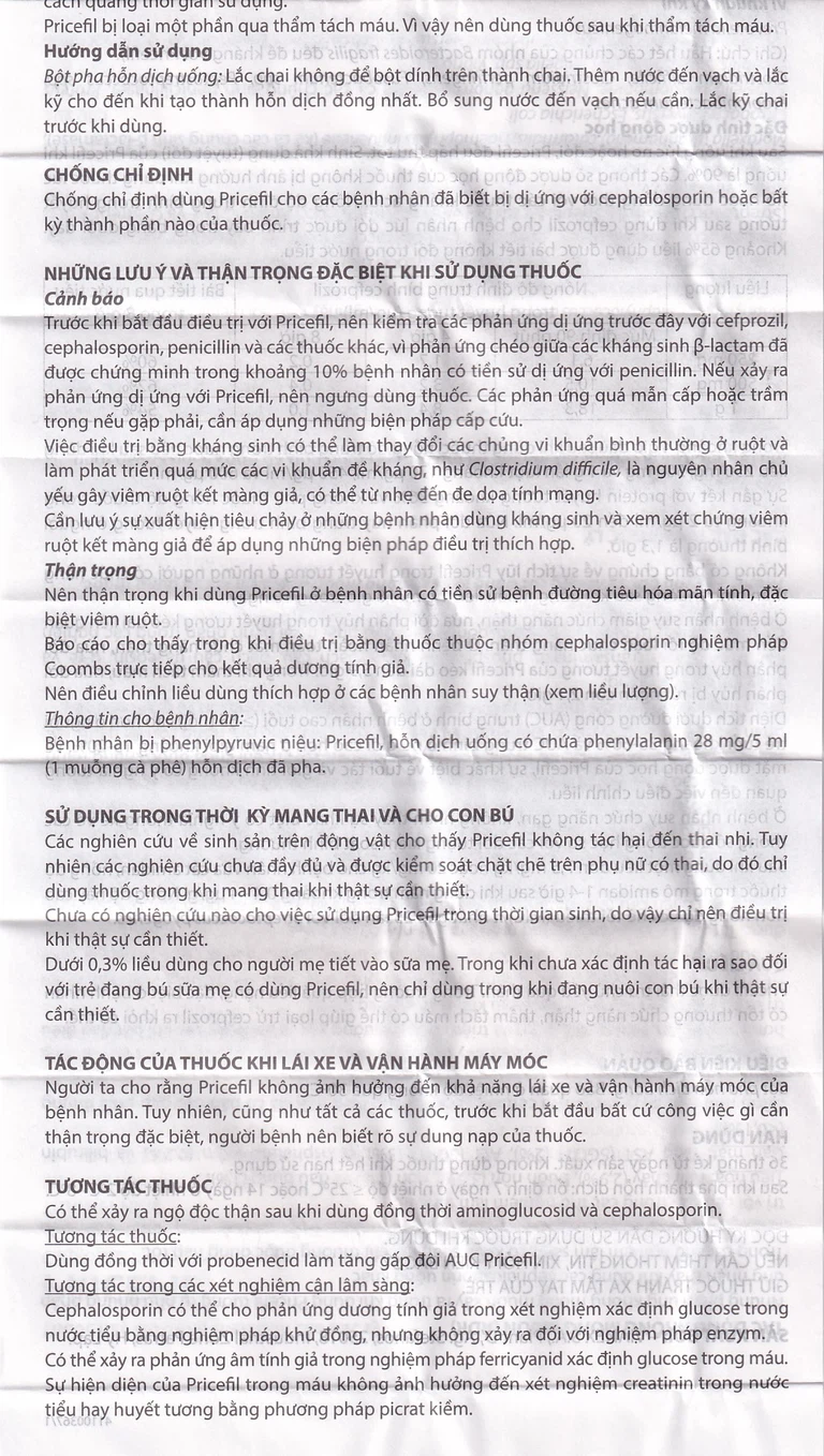 Bột pha hỗn dịch uống Pricefil 250mg/5ml Vianex điều trị nhiễm khuẩn đường hô hấp (30ml)