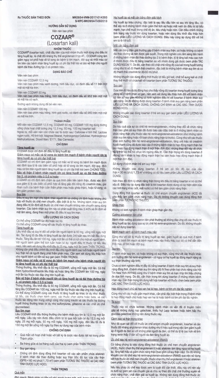 Thuốc Cozaar 50mg MSD điều trị tăng huyết áp (2 vỉ x 14 viên)