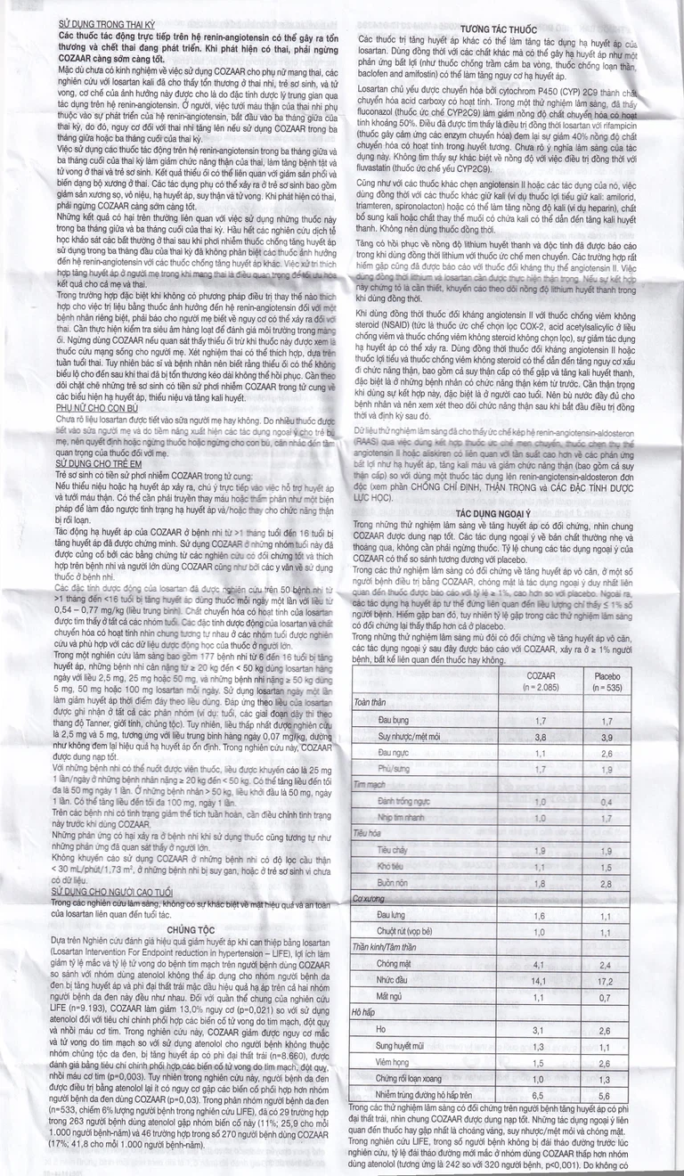 Thuốc Cozaar 50mg MSD điều trị tăng huyết áp (2 vỉ x 14 viên)