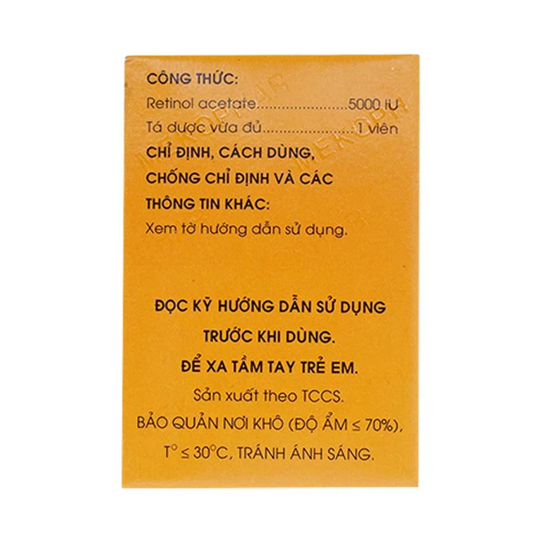 Thuốc Vitamin A 5000 IU Mekophar điều trị thiếu Vitamin A, bổ sung cho người bệnh gan (10 vỉ x 10 viên)