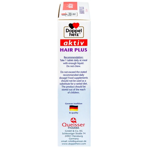 Viên uống Hair Plus Doppelherz Aktiv bổ sung một số vitamin và khoáng chất (3 vỉ x 10 viên)