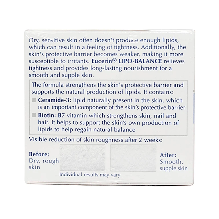 Kem dưỡng ẩm chuyên sâu Eucerin Sensitive Skin Lipo - Balance dành cho da khô (50ml)
