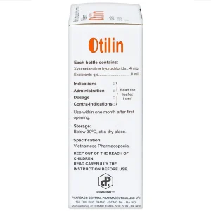 Thuốc nhỏ mũi trẻ em Otilin 0.05% Pharbaco giảm ngạt mũi, sung huyết trong viêm mũi cấp (8ml)