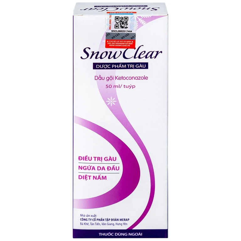 Hỗn dịch Snowclear Merap điều trị gàu, ngứa da đầu, diệt nấm (50ml)