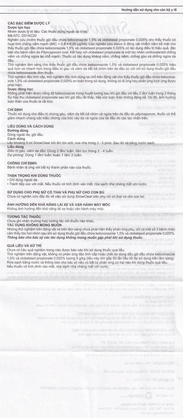 Hỗn dịch Snowclear Merap điều trị gàu, ngứa da đầu, diệt nấm (50 gói)