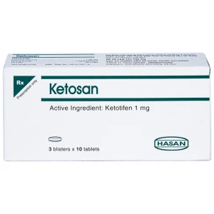 Viên nén Ketosan Hasan phòng ngừa hen phế quản, điều trị viêm mũi dị ứng (3 vỉ x 10 viên)