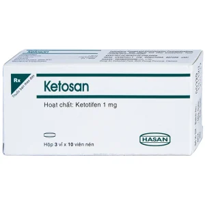 Viên nén Ketosan Hasan phòng ngừa hen phế quản, điều trị viêm mũi dị ứng (3 vỉ x 10 viên)