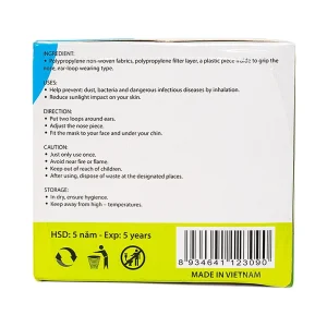 Khẩu trang y tế Meriday 3 lớp hỗ trợ ngăn khói, bụi, kháng khuẩn (50 cái)