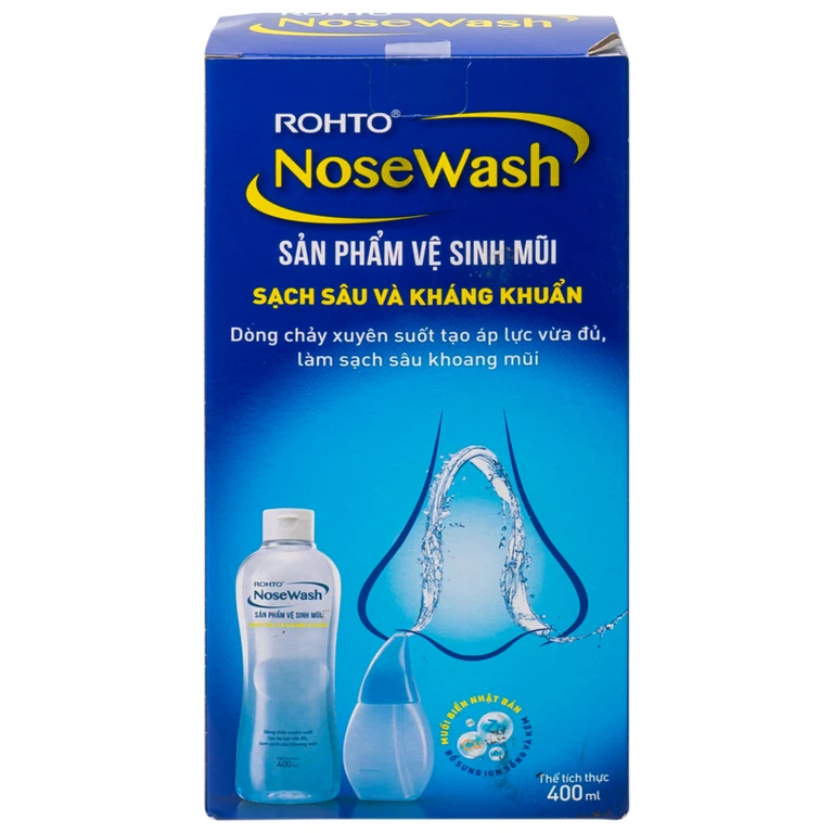 Bộ vệ sinh mũi gồm bình NoseWash Rohto làm sạch sâu và kháng khuẩn (400ml)