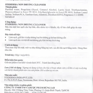 Sữa rửa mặt Fixderma Non Drying Cleanser làm sạch sâu bụi bẩn, dầu nhờn và vi khuẩn (60g)