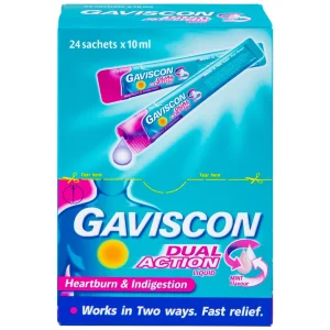 Hỗn dịch Gaviscon Dual Action Reckitt Benckiser điều trị trào ngược dạ dày, thực quản (24 gói x 10ml)