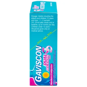 Hỗn dịch Gaviscon Dual Action Reckitt Benckiser điều trị trào ngược dạ dày, thực quản (24 gói x 10ml)