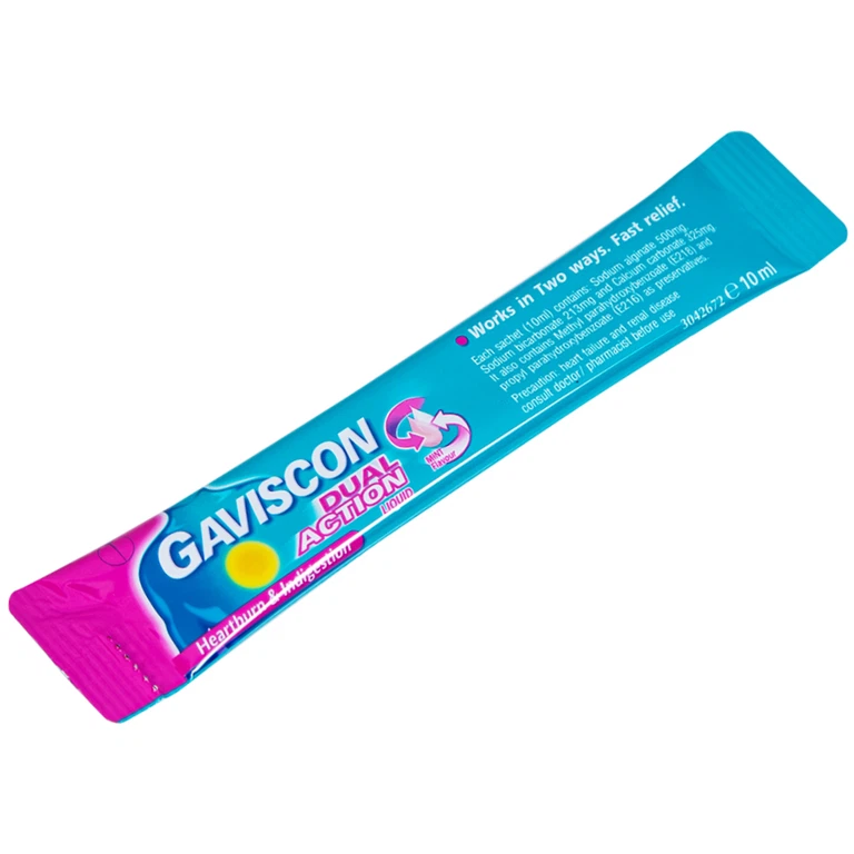 Hỗn dịch Gaviscon Dual Action Reckitt Benckiser điều trị trào ngược dạ dày, thực quản (24 gói x 10ml)